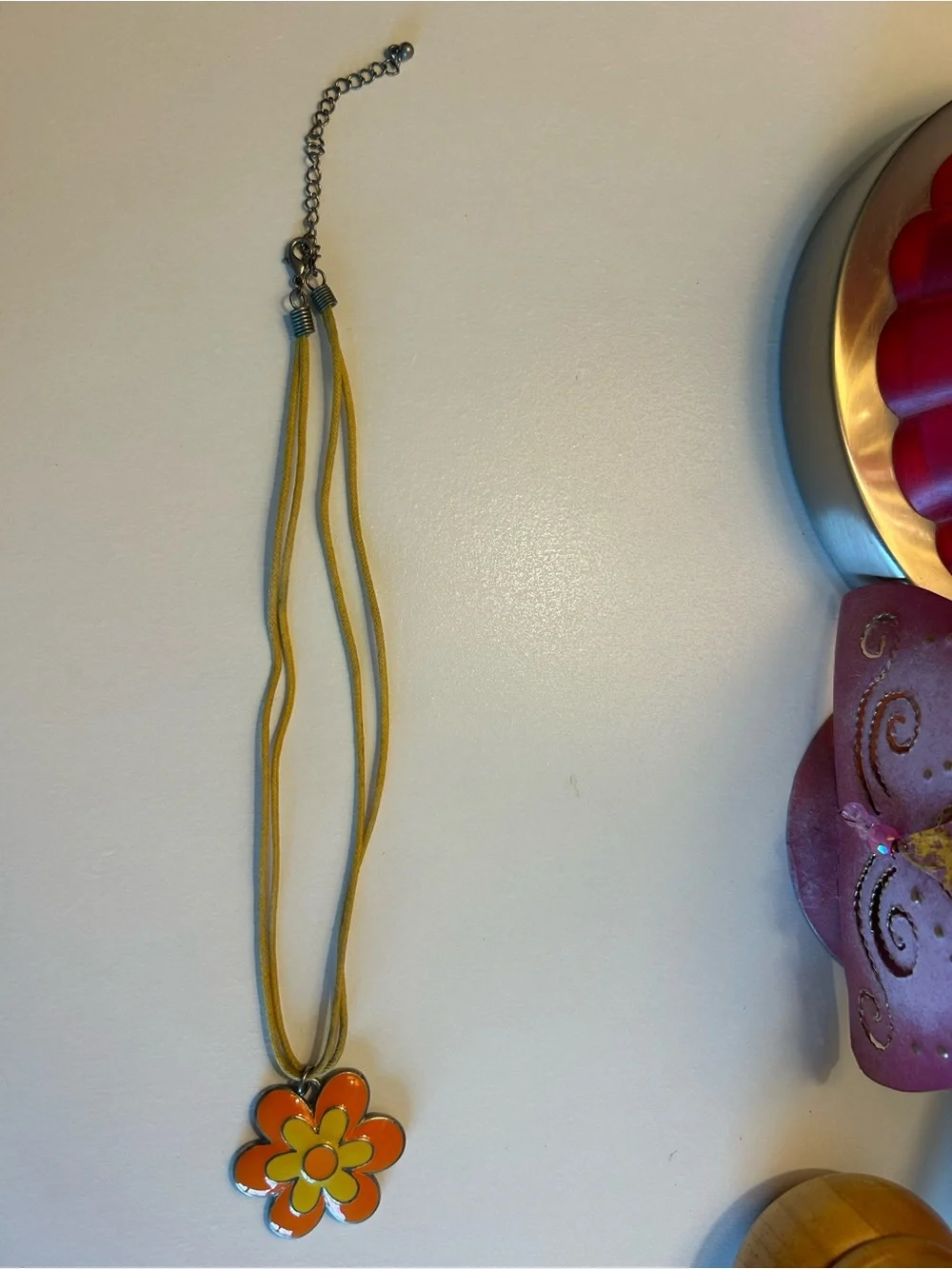 Vintage Yellow and Orange Flower Pendant Necklace - Women Accessories